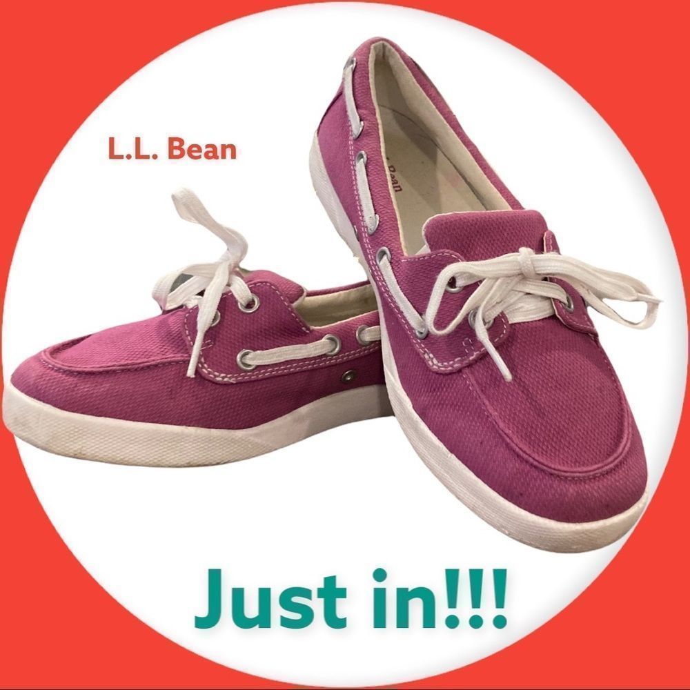 Authentic~LL Bean ~Purple~Classic Boat Shoe Canvas~2 eyelet Shoes ~8. 5 medium